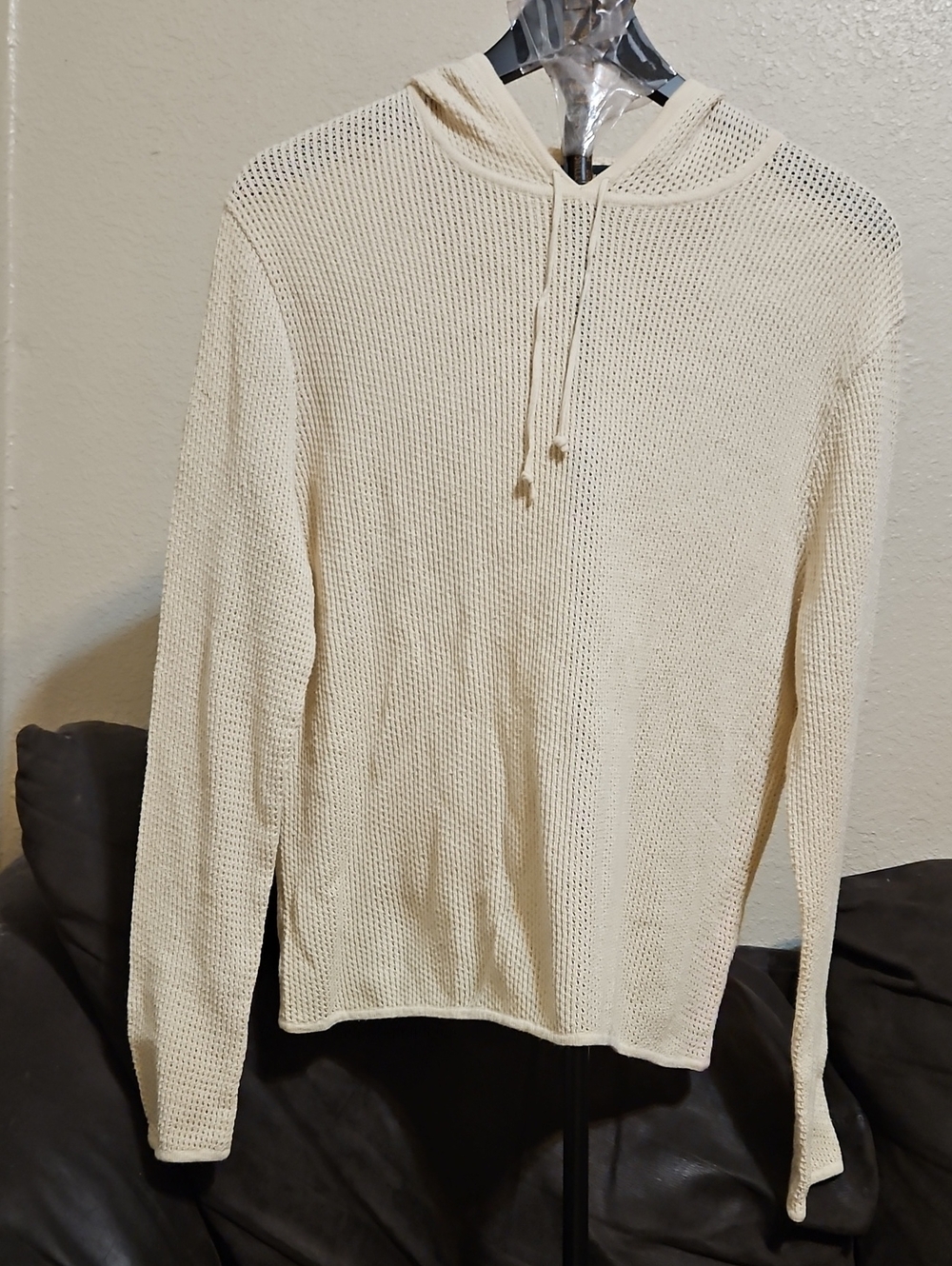 Women's Lightweight Knit Hoodie Sweater - Cream